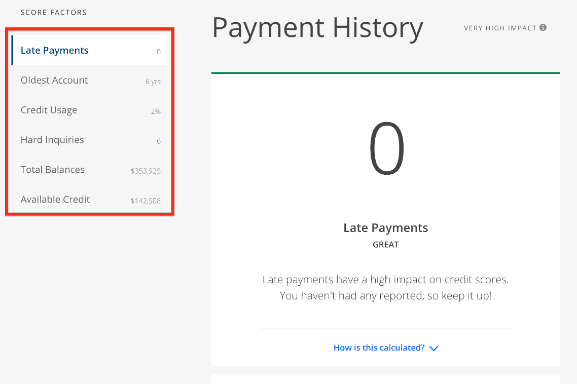 payment history