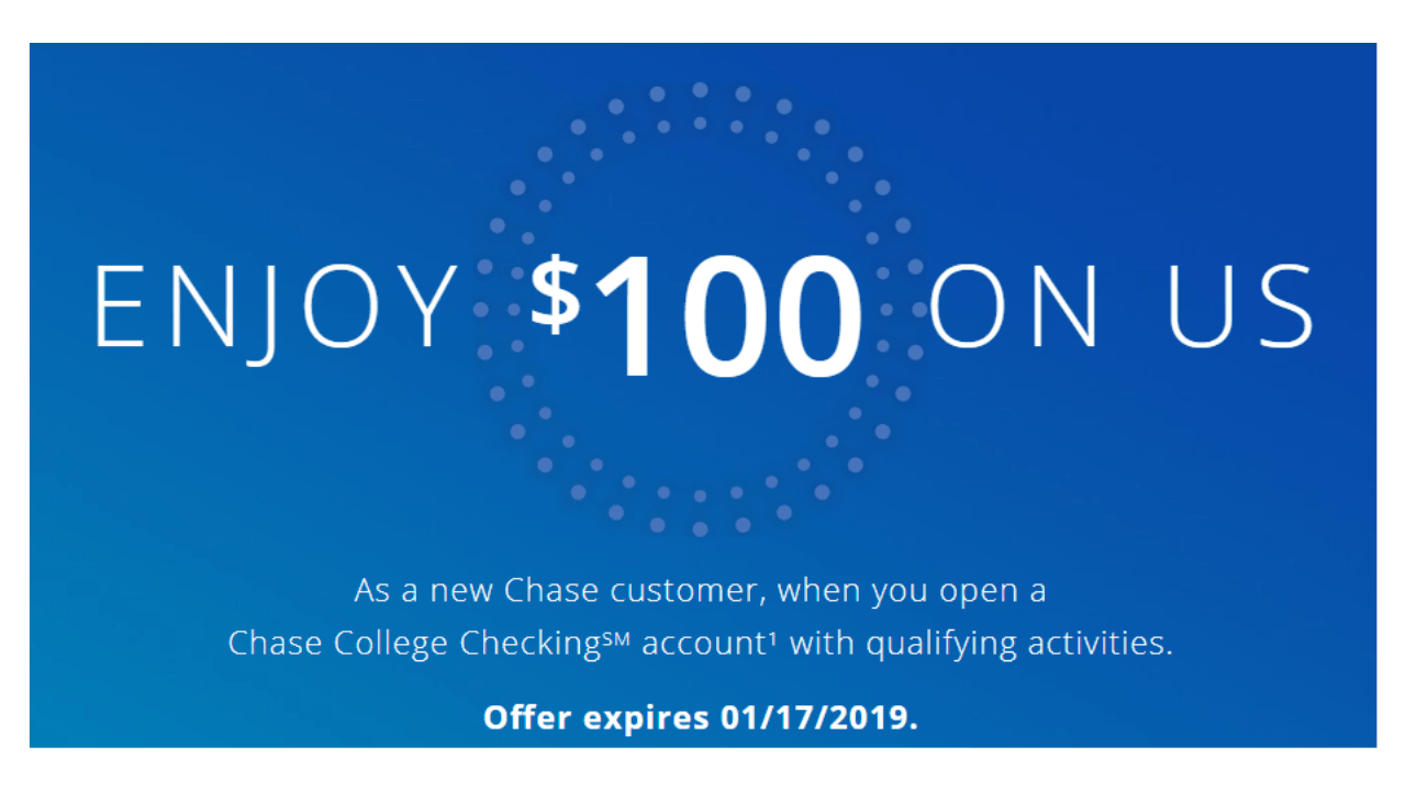 College Checking account $100 bonus