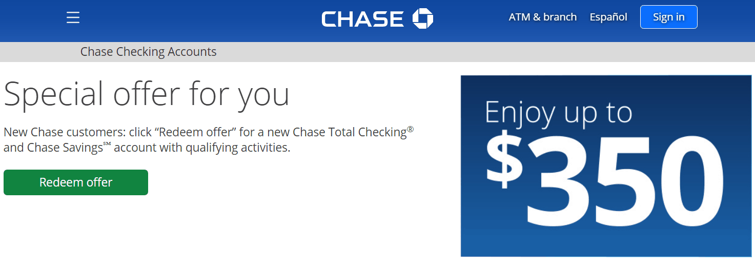 special offer of Chase