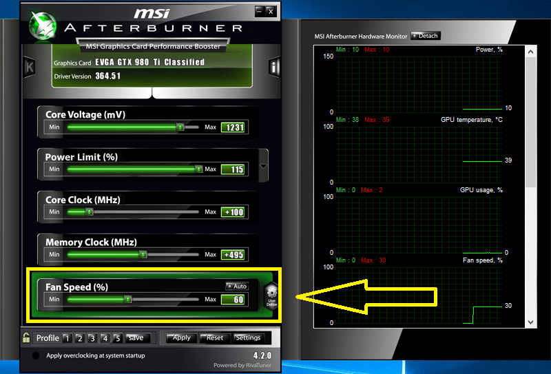 Fan speed msi afterburner