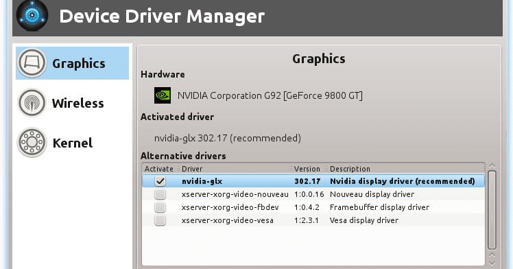 Linux Mint driver manager utility