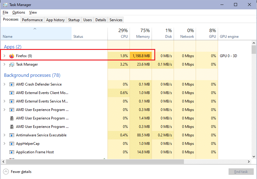 firefox Memory and CPU Usage