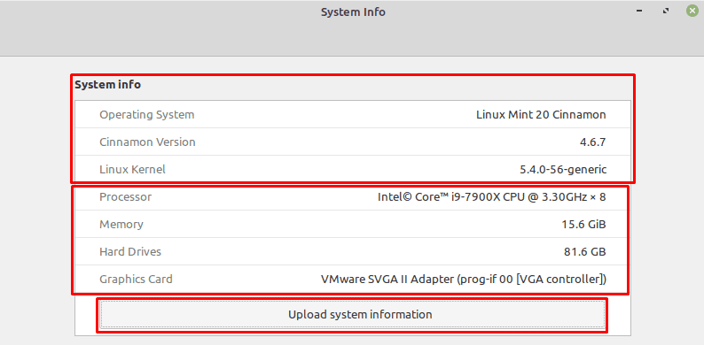 linux mint hardware information