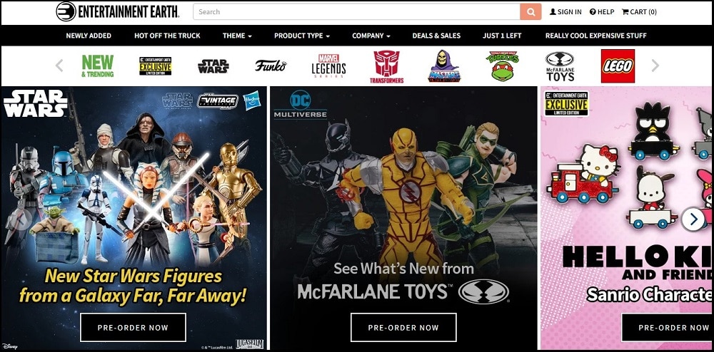 Entertainment Earth Homepage