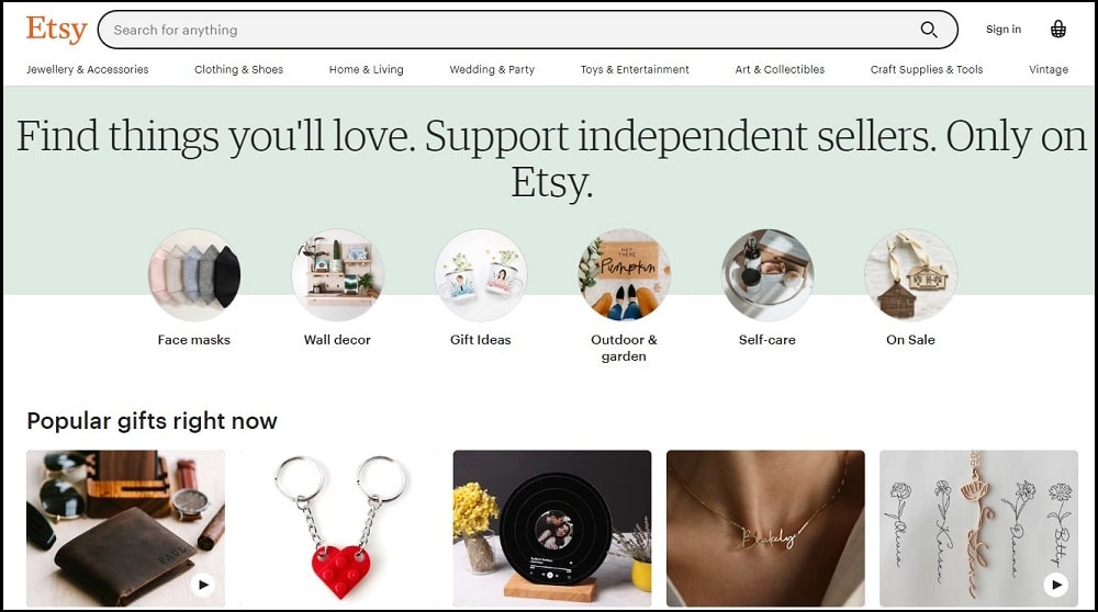 Etsy Homepage