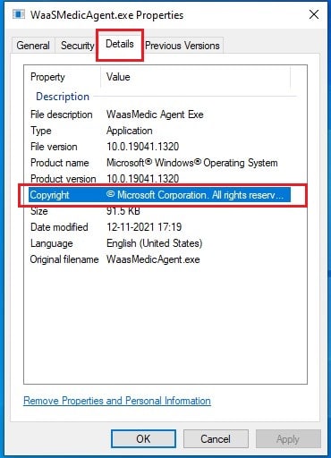 WaasMedic Agent properties option