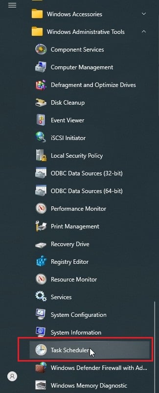 locate and click on the task scheduler program