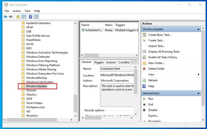 locate the Windows Update folder