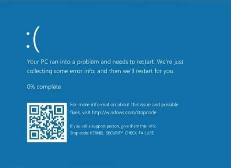 Kernel Security Check Failure BSOD Error