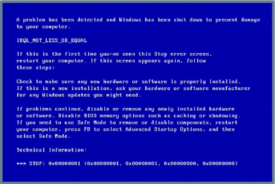 Causes the Irql_not_less_or_equal Error