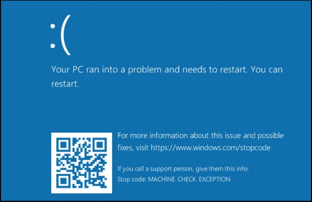 machine check exception windows 10 on boot
