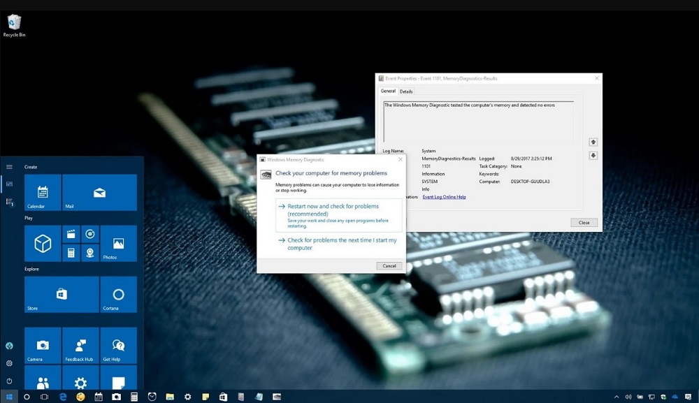 Testing Windows 10 PC RAM
