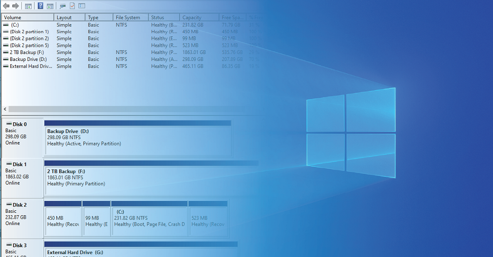 Using Windows Disk Management to Format the External Hard Drive