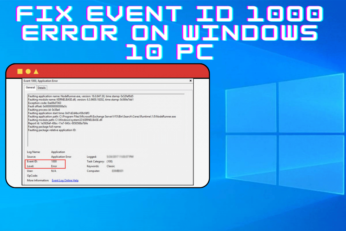 Event ID 1000 Error on Windows 10 PC