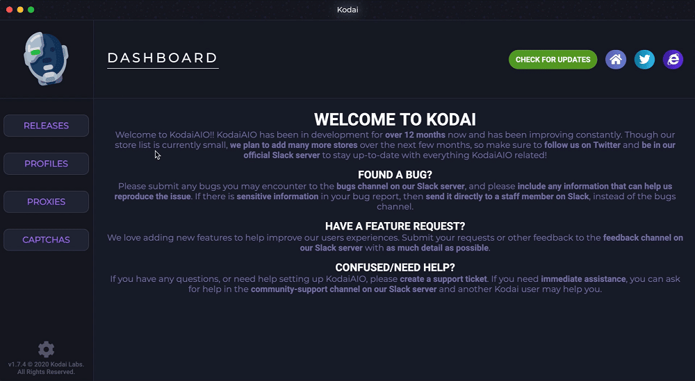Customer Support of Kodai Bot
