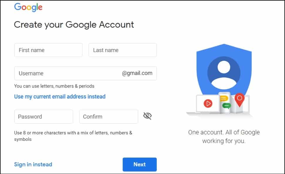 Create an Google Account