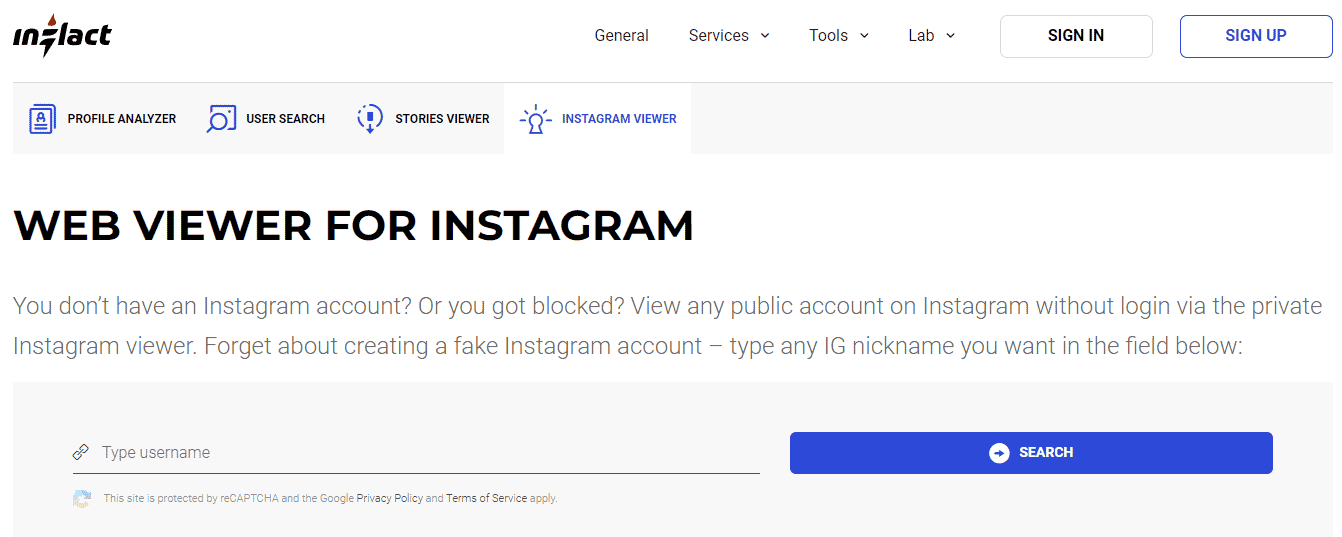 Inflact Instagram Stalker