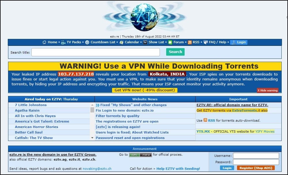 EZTV overview