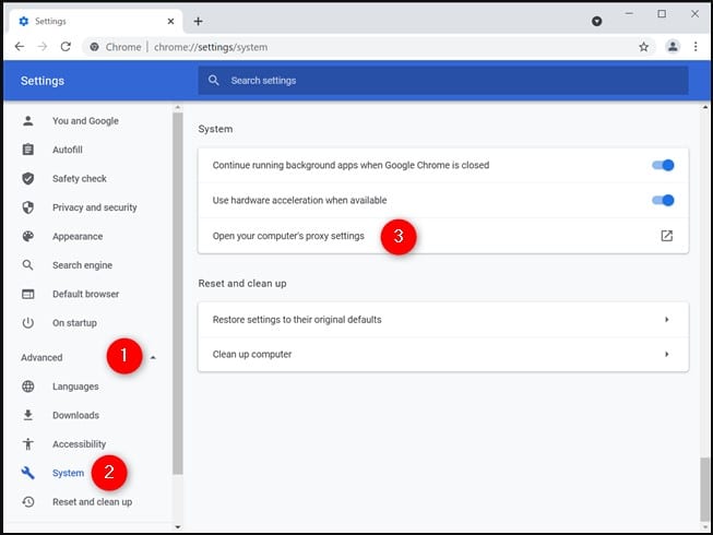 Open your computers proxy settings on windows 10