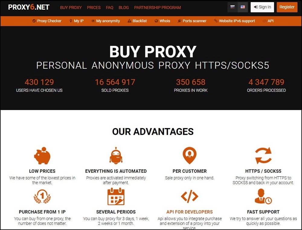 Proxy 6 Homepage