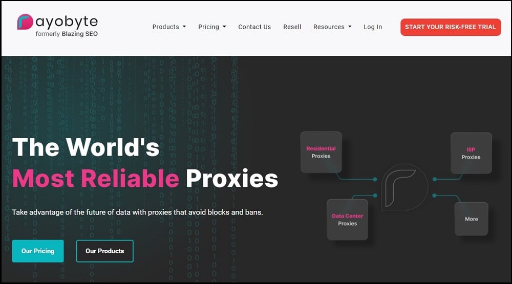 Rayobyte (Previously Called BlazingSEO) Homepage